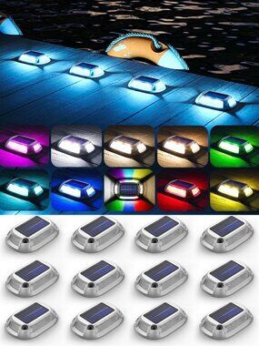 12-Pack IP68 Waterproof Solar Dock Lights - Durable Aluminum Alloy Driveway